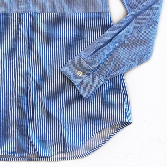 Theory Tablita Striped Shirt Blue Size Medium - Picture 7 of 8